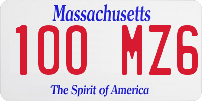 MA license plate 100MZ6