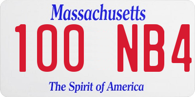MA license plate 100NB4