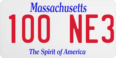 MA license plate 100NE3
