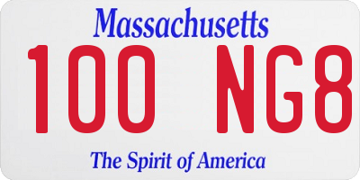 MA license plate 100NG8