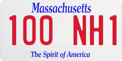MA license plate 100NH1