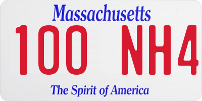 MA license plate 100NH4