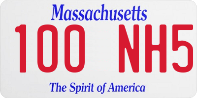MA license plate 100NH5