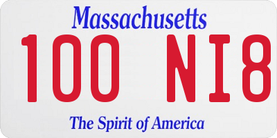 MA license plate 100NI8