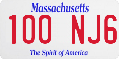 MA license plate 100NJ6