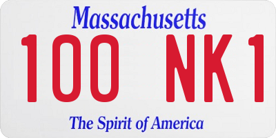 MA license plate 100NK1