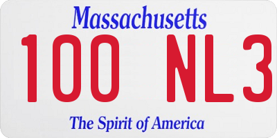 MA license plate 100NL3