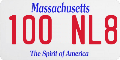 MA license plate 100NL8