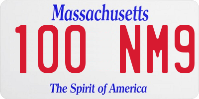 MA license plate 100NM9