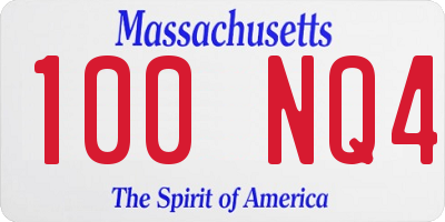 MA license plate 100NQ4