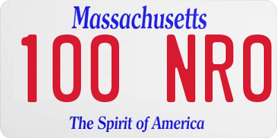 MA license plate 100NR0