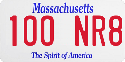 MA license plate 100NR8