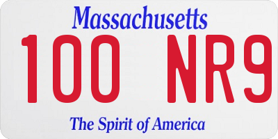 MA license plate 100NR9