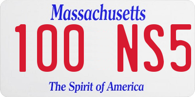 MA license plate 100NS5
