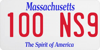 MA license plate 100NS9
