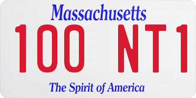 MA license plate 100NT1