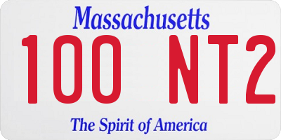 MA license plate 100NT2