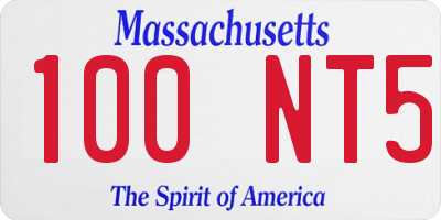 MA license plate 100NT5
