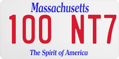 MA license plate 100NT7