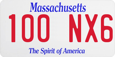 MA license plate 100NX6