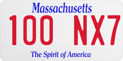 MA license plate 100NX7