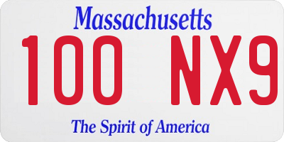 MA license plate 100NX9