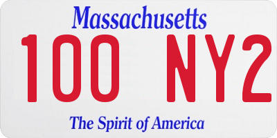 MA license plate 100NY2