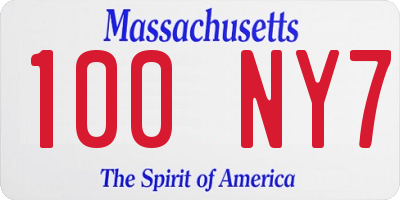 MA license plate 100NY7