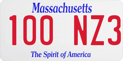 MA license plate 100NZ3