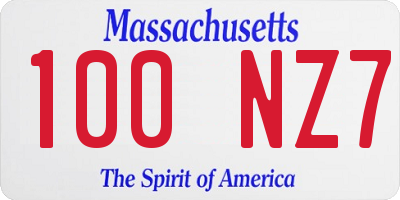 MA license plate 100NZ7