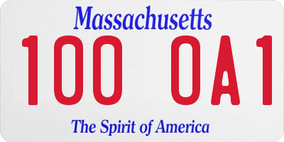 MA license plate 100OA1