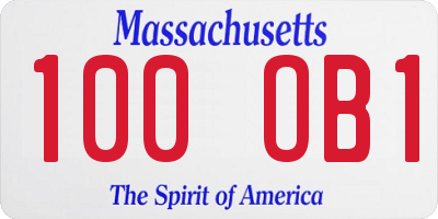 MA license plate 100OB1