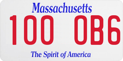MA license plate 100OB6