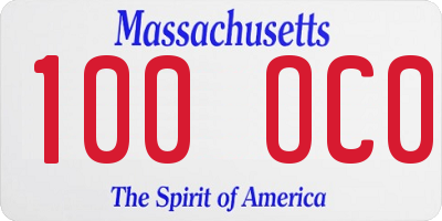 MA license plate 100OC0