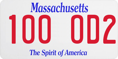 MA license plate 100OD2