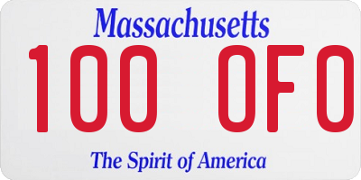 MA license plate 100OF0