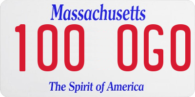 MA license plate 100OG0