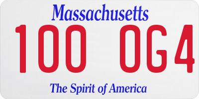 MA license plate 100OG4