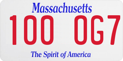 MA license plate 100OG7