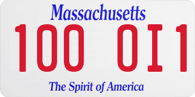 MA license plate 100OI1