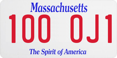 MA license plate 100OJ1