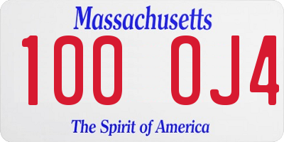 MA license plate 100OJ4