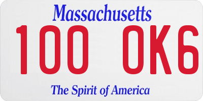 MA license plate 100OK6