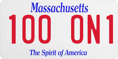 MA license plate 100ON1