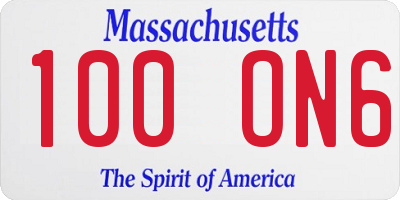 MA license plate 100ON6