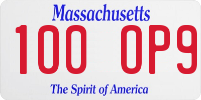 MA license plate 100OP9