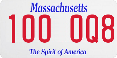 MA license plate 100OQ8