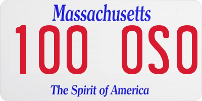 MA license plate 100OS0