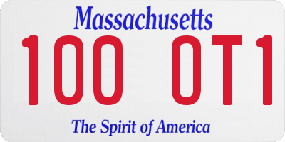 MA license plate 100OT1