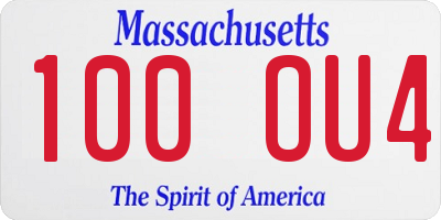 MA license plate 100OU4